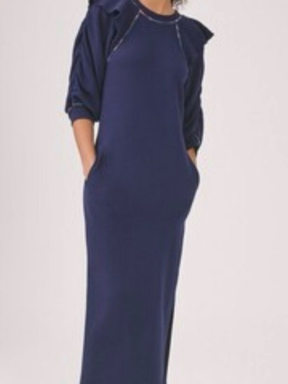 Something Navy NWT $135  Navy Maxi Dress with Ruffle Shoulders